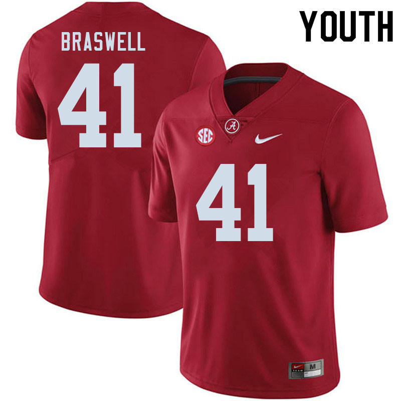 Youth #41 Chris Braswell Alabama Crimson Tide College Football Jerseys Sale-Crimson